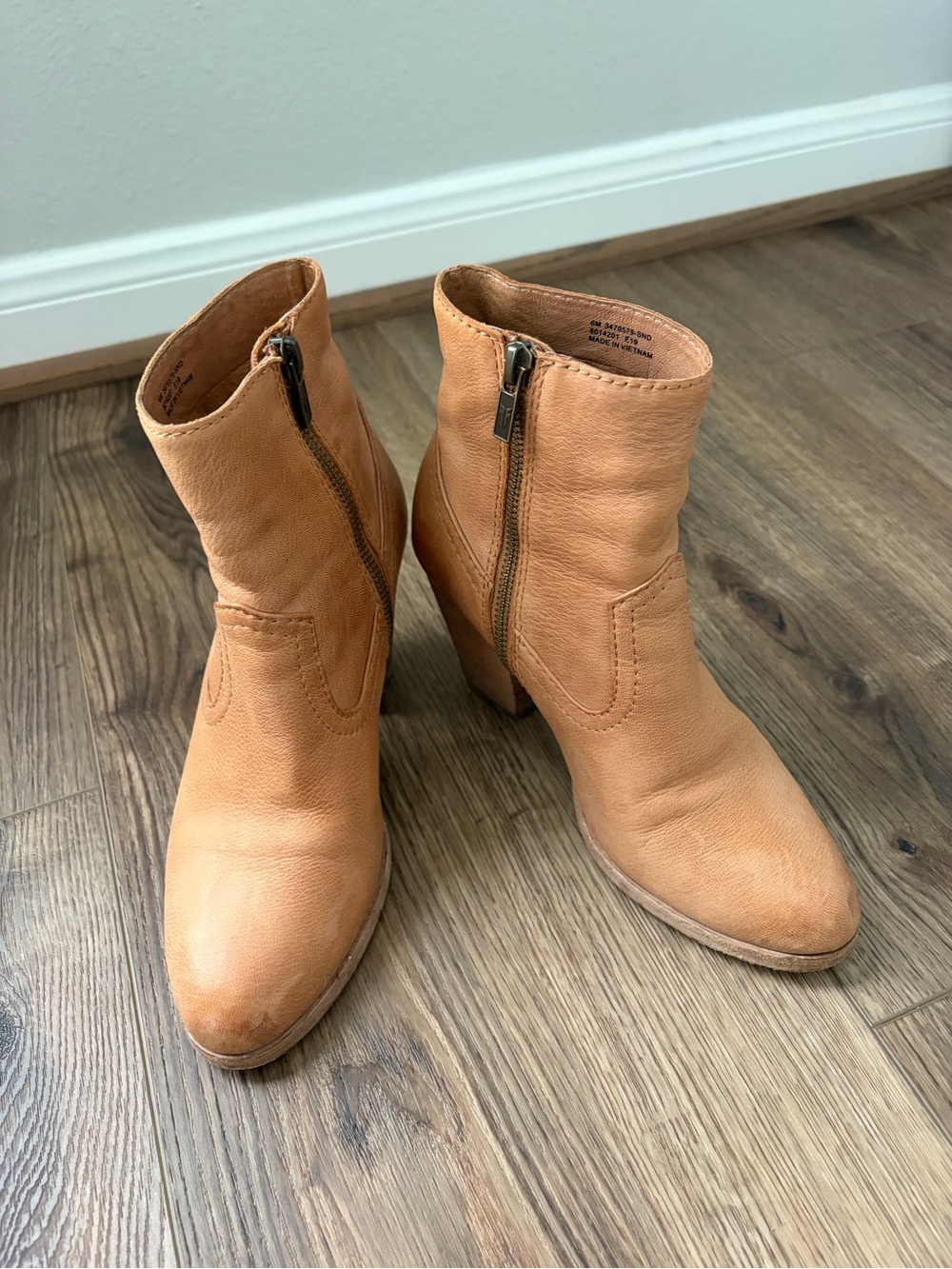 Frye Tan Leather Ankle Boots